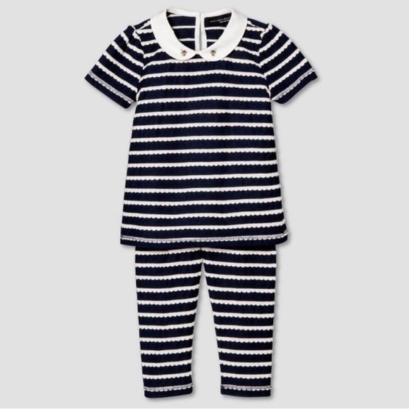 Victoria Beckham for Target Set, Navy with ivory scalloping & bee detail 3T. - Picture 5 of 5